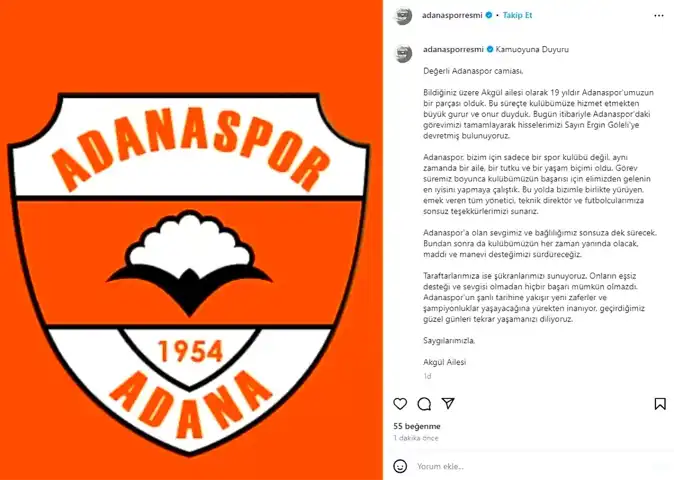 Adanaspor'un Yeni Sahibi Ergin Göleli!